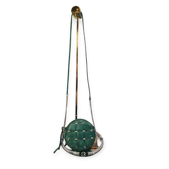 Henri Bendel Stylish Green Round Riveted Crossbody Bag - Picture 2 of 8
